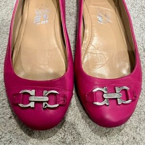 Salvatore Ferragamo Ballet Shoes / Loafers, Women’s  9 Pink Loafers, Metal Logo